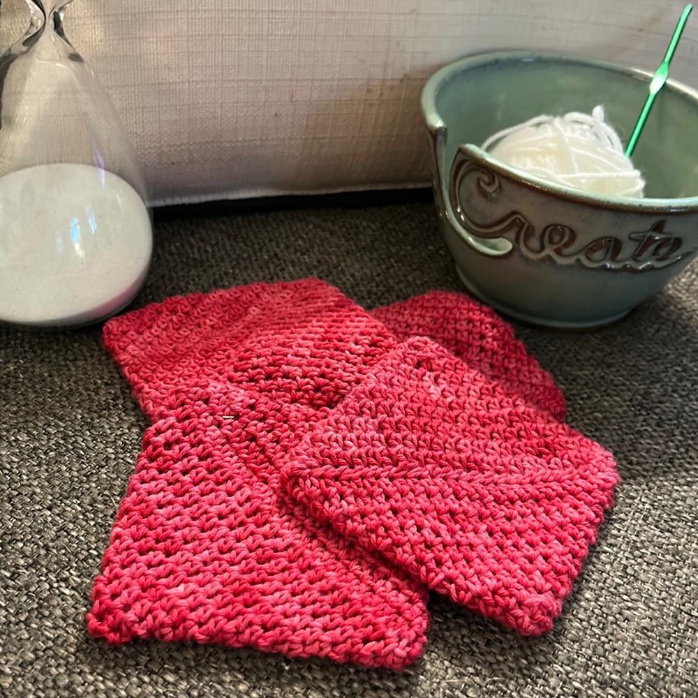 Double thickness recycled cotton coasters!  Absorbent & heat tolerant!